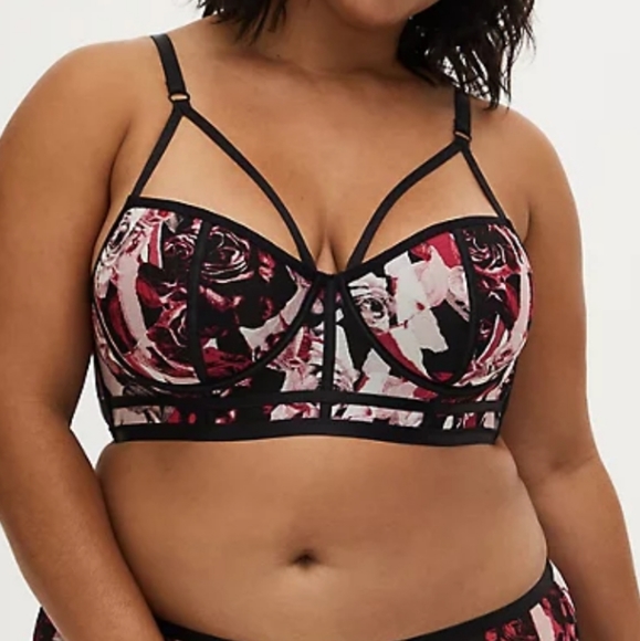✨Host Pick✨Torrid Rose Mesh Strappy Unlined Longline Bralette Plus Size Lingerie